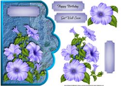 Blue Petunias Scallope Edge Curve Card