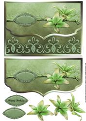 Pretty Lilies Green Fancy Scalloped Edge Envelope Card