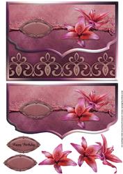 Pretty Lilies Pink Fancy Scalloped Edge Envelope Card