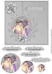 Silver Wedding Anniversary Card with Circle Pyramage