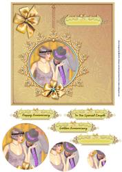 Golden Wedding Anniversary Card with Circle Pyramage