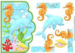 Sea Life in All It's Glory Scallope Edge Curve Card