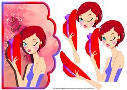 Red Hat Lady Scallope Edge Curve Card