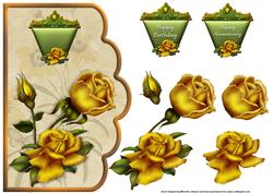 Golden Roses Scallope Edge Curve Card