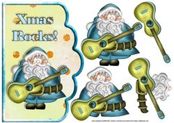 Christmas Rocks Santa Scallope Edge Curve Card