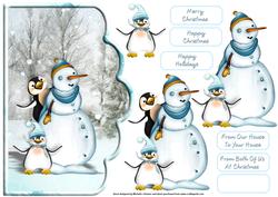 Playing Penguins Scallope Edge Curve Card