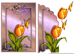 Tulips and Butterflies Scalloped Edge Envelope Card