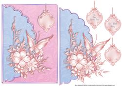 Beautiful Butterfly and Flowers in Pastel Envelope Card