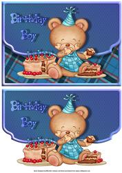 Birthday Boy Bear Fancy Edge Envelope Card