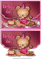 Birthday Girl Bear Fancy Edge Envelope Card