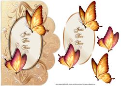 Burnished Butterflies Scallope Edge Curve Card