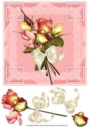 Rosebuds Square Card Front with Decoupage