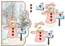 Snowgirl Scallope Edge Curve Card