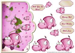 Hippo Love Scallope Edge Curve Card