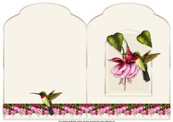 Hummingbird and Fuschia Scalloped Top Quick Card
