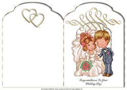 Cute Bride & Groom Wedding Scalloped Top Quick Card