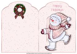 Skating Snowman Scalloped Top Quick Card