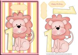 Girls 1st Birthday Card Front with Decoupage
