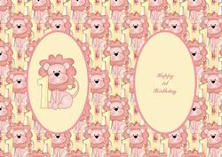 Girls 1st Birthday Lion Insert