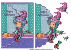 Cute Witch Halloween Scalloped Edge Envelope Card