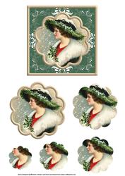 Vintage Lady Christmas Topper with Scalloped Pyramage