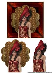 Red Hat Lady Topper with Quick Decoupage