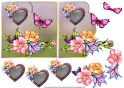 Floral and Butterflies Small Scalloped Edge Envelope Card
