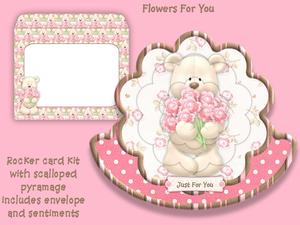 Flowers for You Scalloped Pyramage Rocker Card Inc Envelope