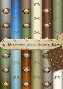 12 A4 Steampunk Gears Backing Papers