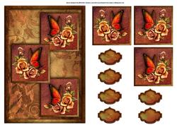 Butterflies and Roses Three Square Quick Card