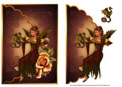 Autumn Flower Fairy and Dragon Faux Envelope Card