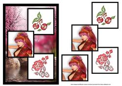 Oriental Beauty Three Square Quick Card