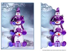 Snowman Totem Scalloped Edge Faux Envelope Card