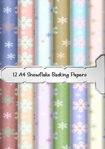 12 A4 Snowflake Pastel Backing Papers