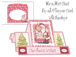 Mr & Mrs Claus Pop Out Stepper Card Kit with Envelope