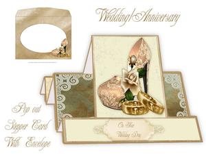 Wedding / Anniversary Shoe Pop Out Stepper Card Kit with Env