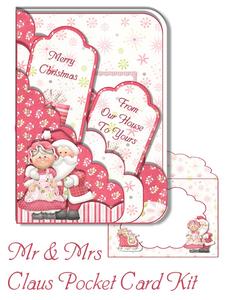 Mr & Mrs Claus Scalloped Pocket Card Kit with Envelope