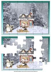 Playing Penguins Jigsaw Puzzle Card Front