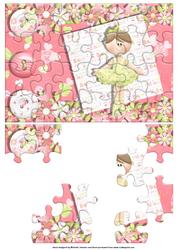 Cute Ballerina Jigsaw Puzzle Card Front
