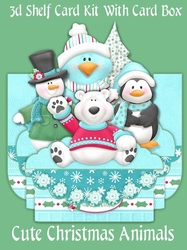 Cute Christmas Animals 3D Shelf Card with Card Box