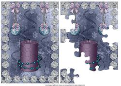 Christmas Candle and Baubles Jigsaw Puzzle Quick Card Front
