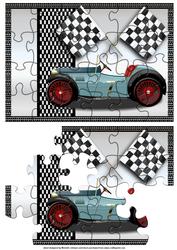 Old Vintage Racing Car Jigsaw Puzzle Quick Card Front