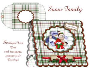 Snow Family Scalloped Tent Card with Envelope