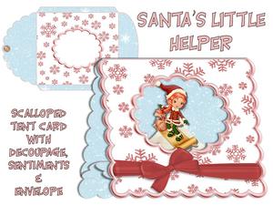 Santa's Little Helper Scalloped Tent Card with Envelope