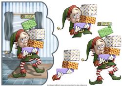 Santa's Little Helper Elf Scalloped Edge Curve Card Front