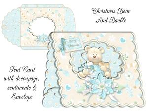 Christmas Bear and Bauble Scalloped Tent Card with Envelope