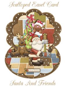 Santa and His Friends Scalloped Easel Card with Card Box