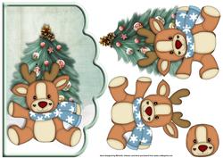 Cute Reindeer Scallop Edge Curve Card