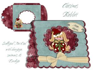 Christmas Rabbit Scalloped Tent Card with Envelope