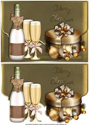 Golden Christmas Fancy Edge Faux Envelope Card